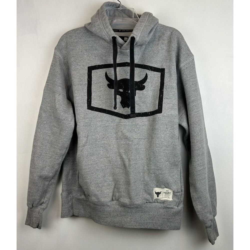 Under Armour Hoodie Mens M Gray Project Rock Sweatshirt Veterans Day